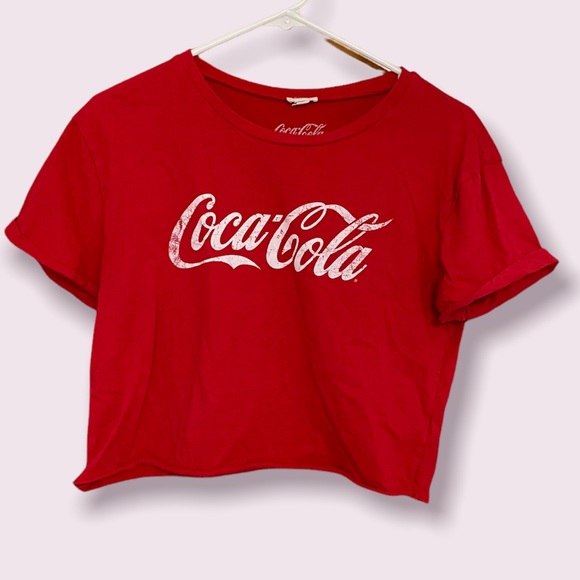 Garage Tops - Garage Coca Cola Crop Top, Cuffed Sleeves